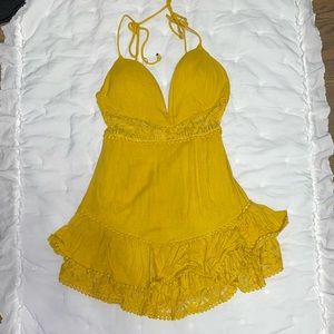 FASHION NOVA MUSTARD COLOR DRESS-SMALL-WORN ONCE